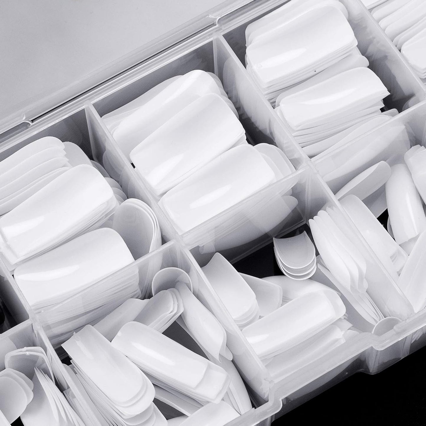 Full Cover Acrylic False Nail Tips, 500PCS Fake Nail Shape Artificial False Nails Tips 10 Sizes with Case for Nail Art Salons and Home DIY (White)