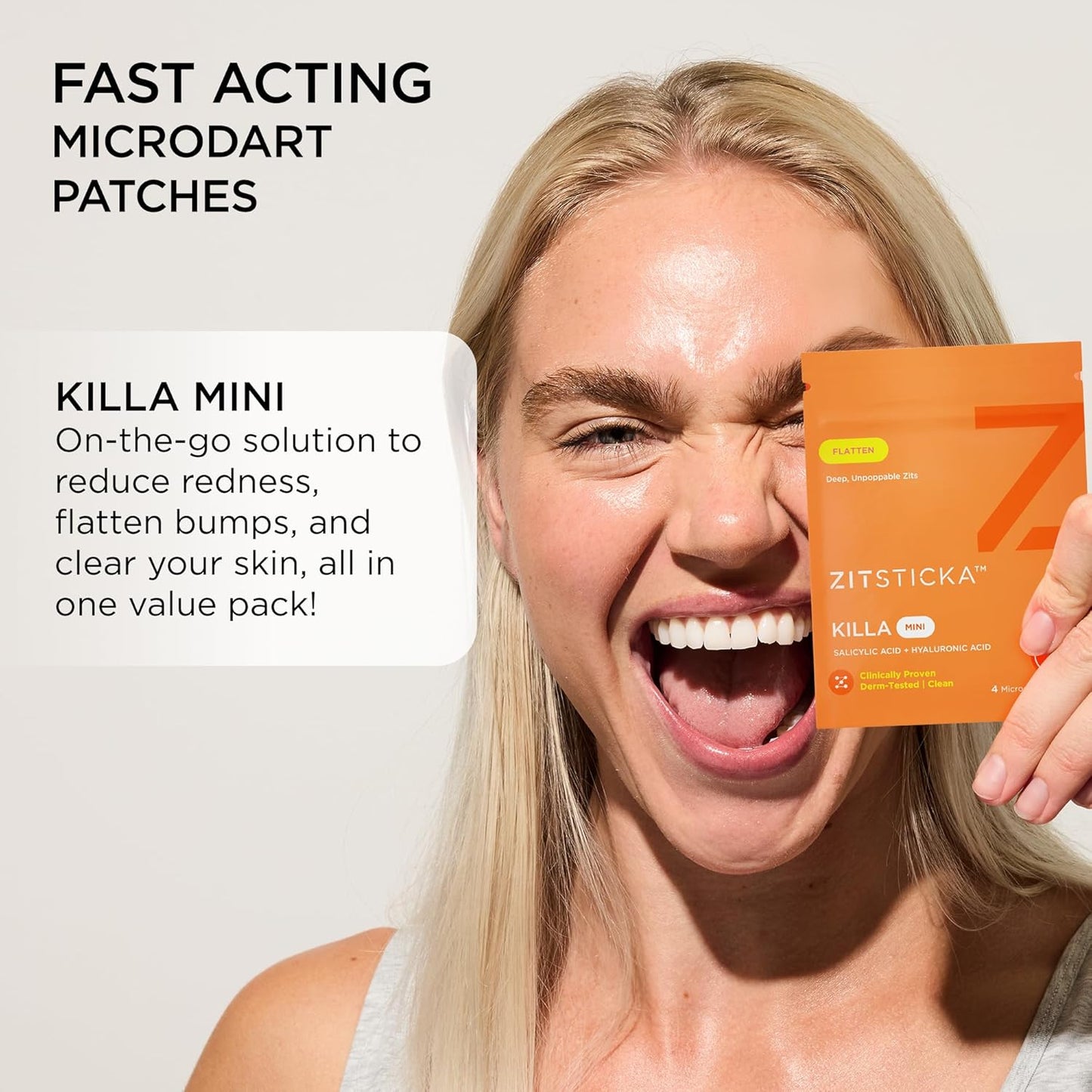 ZitSticka Killa Pimple Patches for Face - World's Most Potent Pimple Patch with Fast-Acting Microdarts - Starts Working within 6 Hours for Deep, Early-Stage Zits - Mini 4 Count