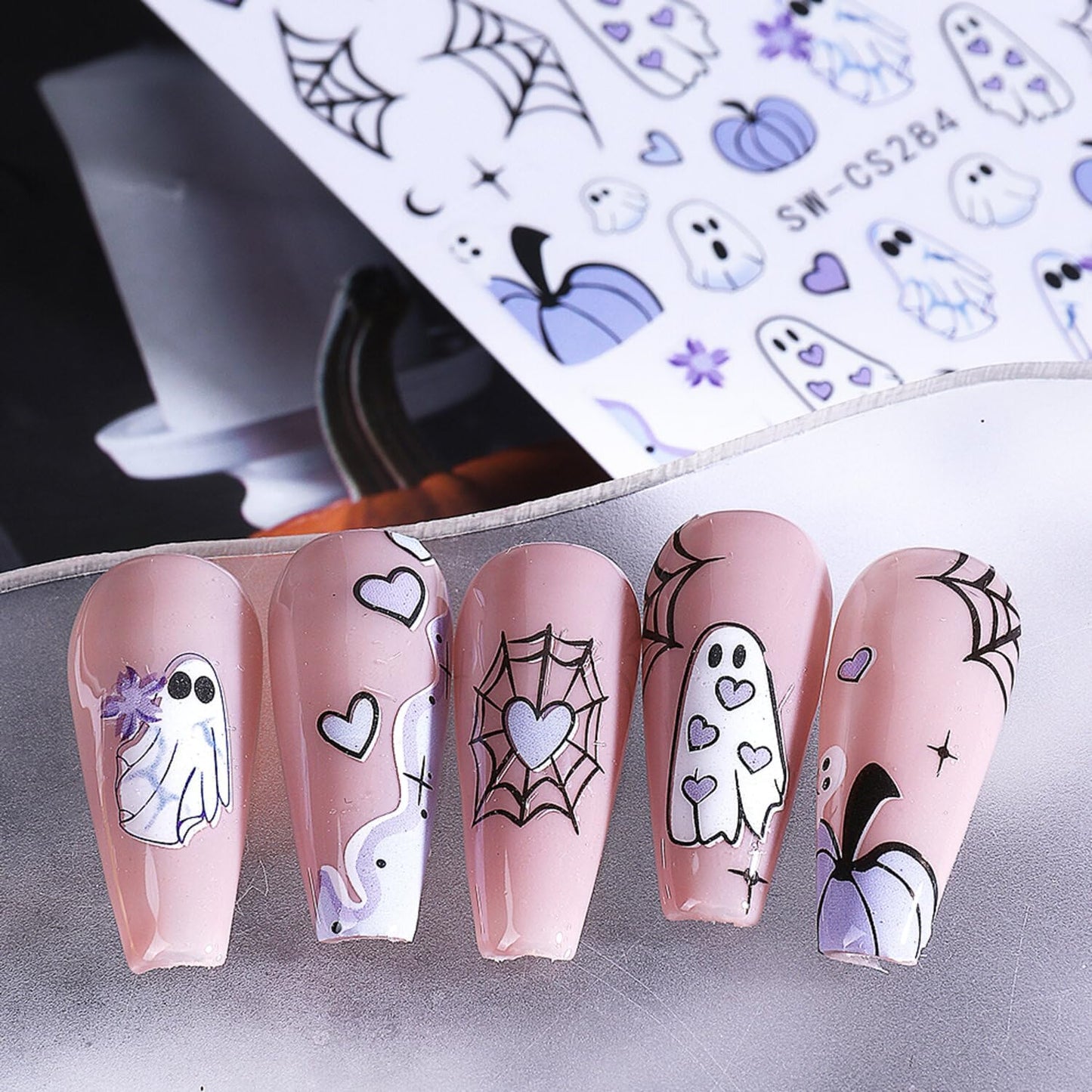 Halloween Nail Stickers for Nail Art Cute Ghost Black Cat Pumpkin 3D Self-Adhesive Nail Decals Nail Art Supplies Ghost Skull Flame Pumpkin Nails Design Manicure Stickers for Nails Decoration 6Sheets