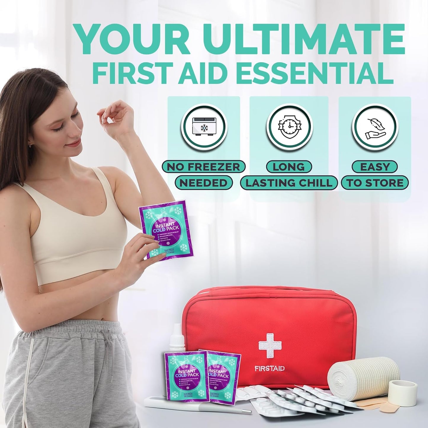 Disposable Instant Ice Cold Pack for Injuries – 25 Pack | Cold Compress Ice Pack for Pain Relief, First Aid & Outdoor