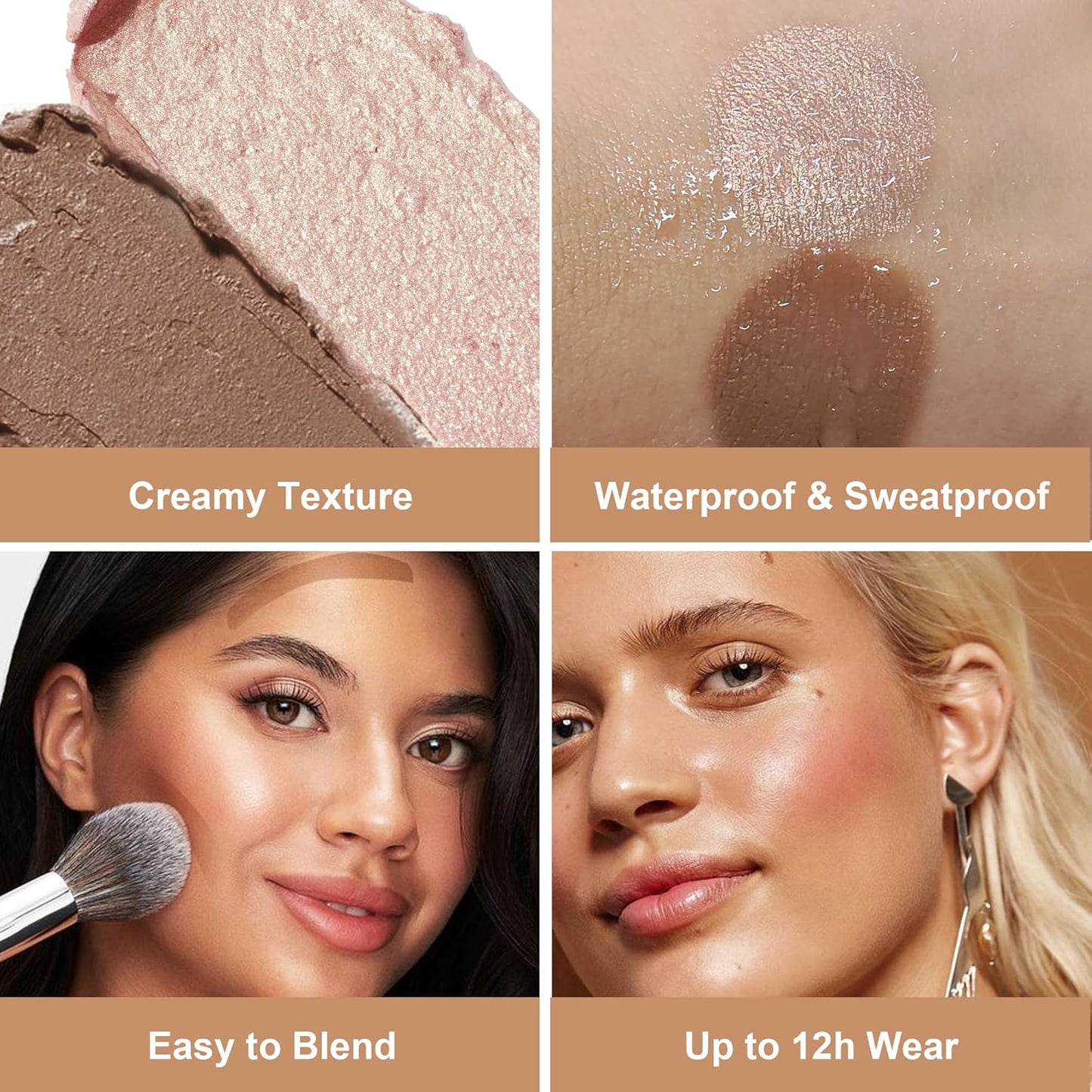 FV Cream Contour Stick, 2-in-1 Face Shaping Stick for Highlighting & Contouring, Bronzer Stick，Long Lasting & Waterproof，Non-Sticky Highlighter Makeup Pen for Medium/Tan Skin Tones, 0.26oz (7.5g)