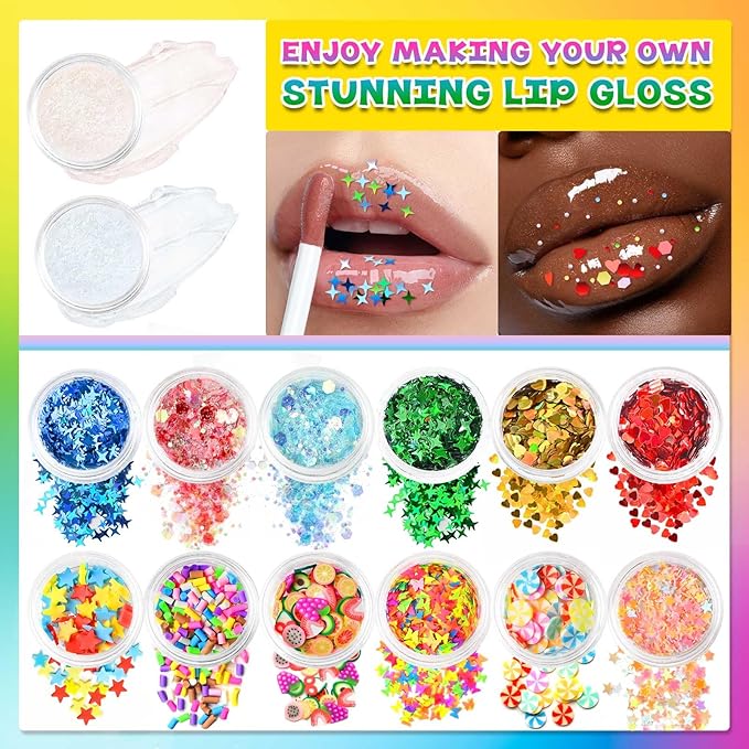 Jcoos Lip Gloss Making Kit, 73PCS Fun Make Your Own Lip Gloss Kit Kids, Beginner, Lipgloss Sets for Girls, DIY Lipstick Set, Moisturizing Lip Oil Base, Gifts for Tween Girls, Teens, Daughters, Women