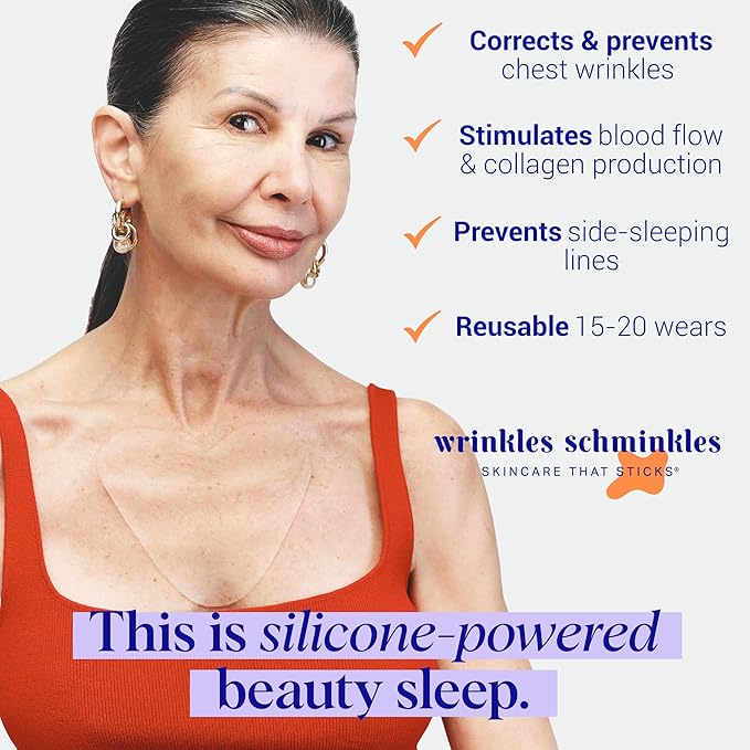 Wrinkles Schminkles Chest Wrinkle Patch - Reusable Silicone Smoothing Pads for Cleavage & Body, Reduce Wrinkles & Stretch Marks, Sensitive Formulated, Secret to Radiant Skin (1 Pack)