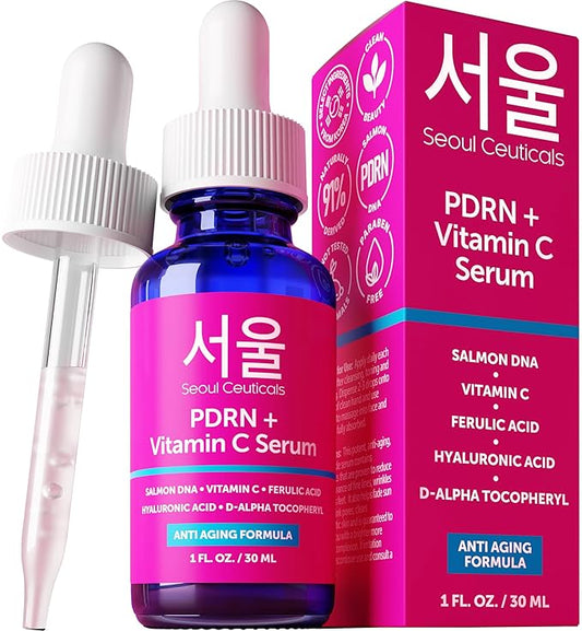 SeoulCeuticals PDRN Serum Salmon DNA Vitamin C Serum – Korean Skincare Anti Aging PDNR Skin Repair Booster – K Beauty Skin Care for Face 1oz