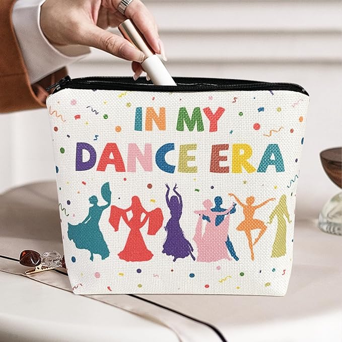 My Dance Era Canvas Zipper Cosmetic Bag, Small Makeup Bag for Women, Friends, Daughter, Sister for Dancers, Dancer Birthday Gifts for Girls (White)