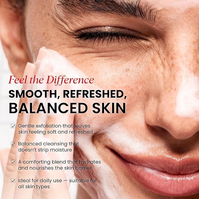 Koji White Exfoliating Facial Scrub, Gentle Face Wash with 1% Walnut Shell Powder, AHA, Kojic Acid Dipalmitate & Hyaluronic Acid | Hydrating, Vegan, 100ml (3.38 Fl Oz)