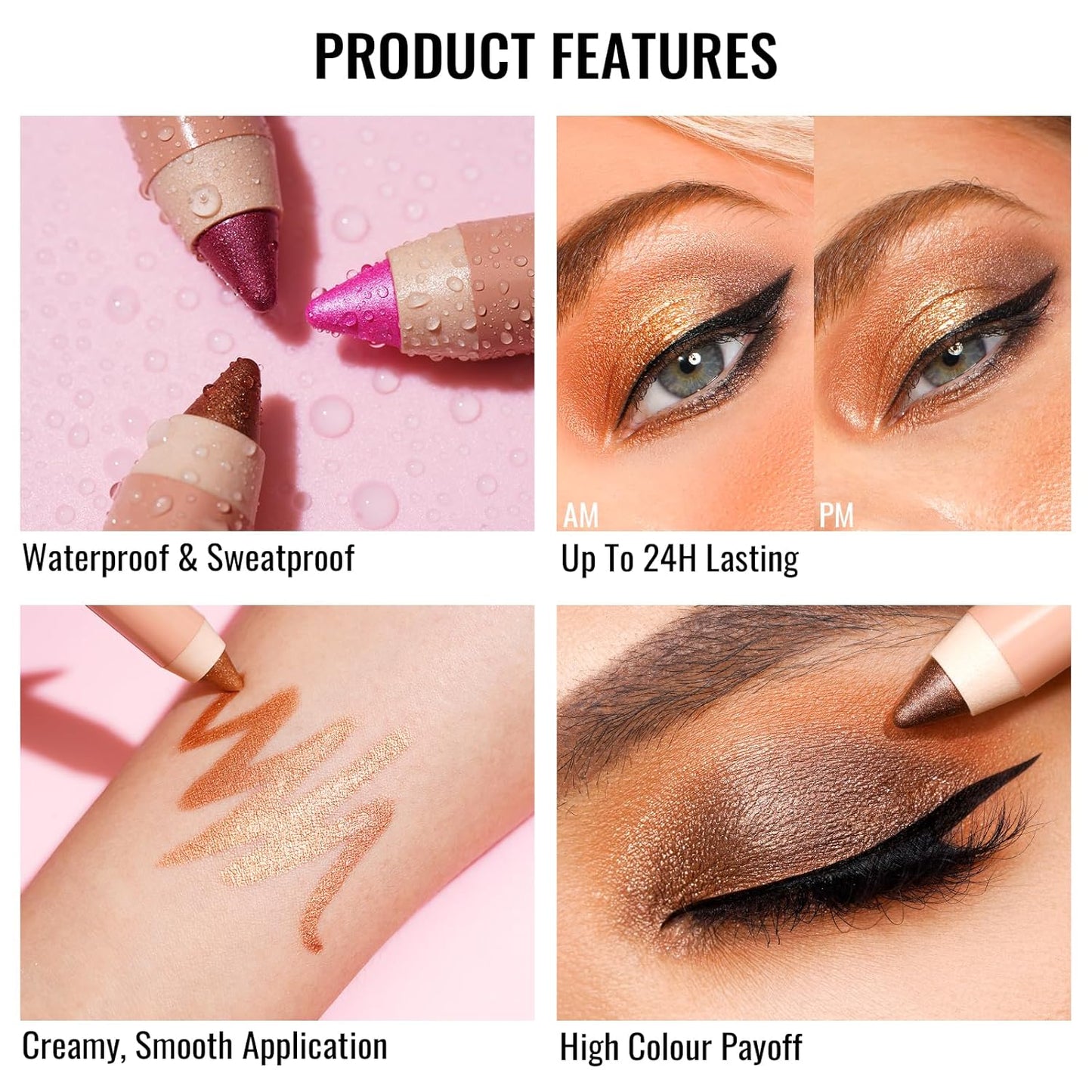 Oulac Silver Glitter Eyeshadow Pencil - Waterproof Eye Shadow Stick Smooth and Long Lasting, Shimmering Glitter Finish, Blendable Eyes Makeup, Vegan & Cruelty-Free 3.8g, (09) Silver Heart