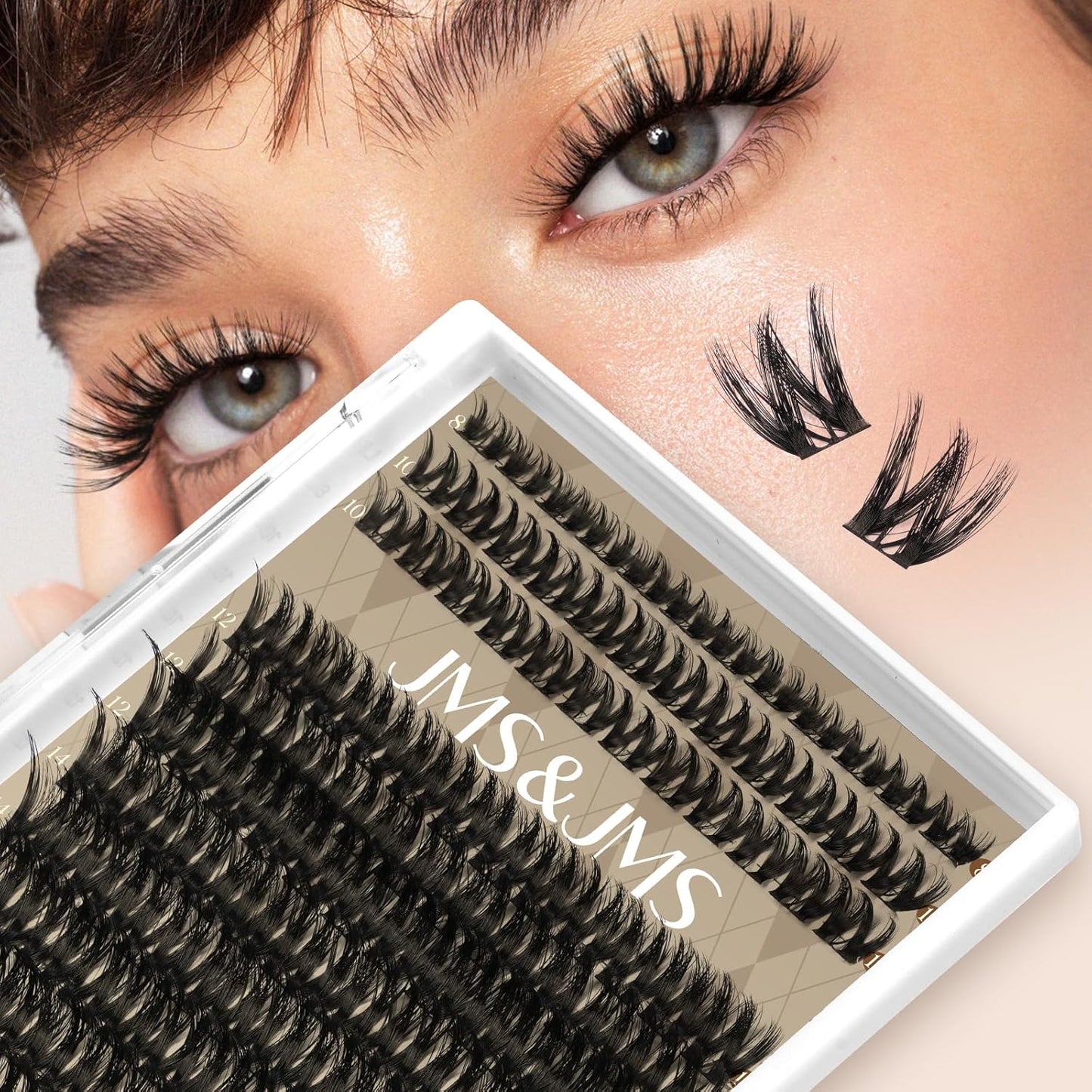 JMS&JMS 156Pcs Lash Clusters Lash Extension CC Curl Wispy Eyelash Clusters Natural Volume Eyelash Extensions Individual Lashes DIY for Beginner (8-18MIX)
