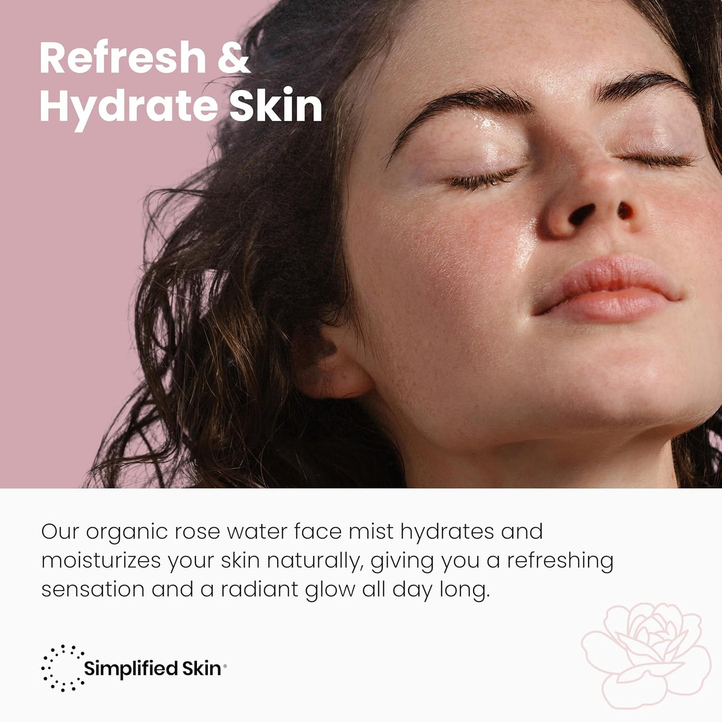 Simplified Skin Rose Water Spray for Face – Natural Organic Facial Toner – Hydrating Face & Hair Mist & Makeup Remover – Alcohol-Free 4 Fl Oz 3-Pack