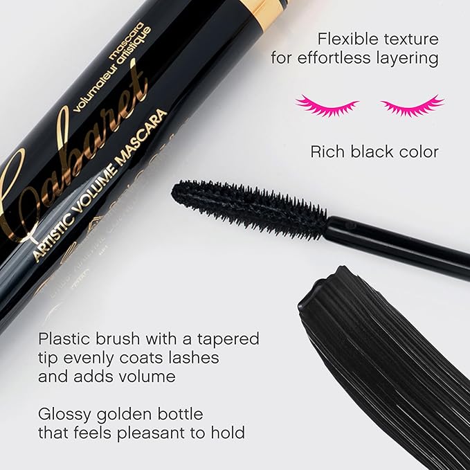 Vivienne Sabó Classic Mascara Cabaret – Volume and Length Mascara for Defined Everyday Lashes, Clean, Smudge-Resistant, Cruelty-Free, Blackest Black, Made in Italy, 0.3 fl oz