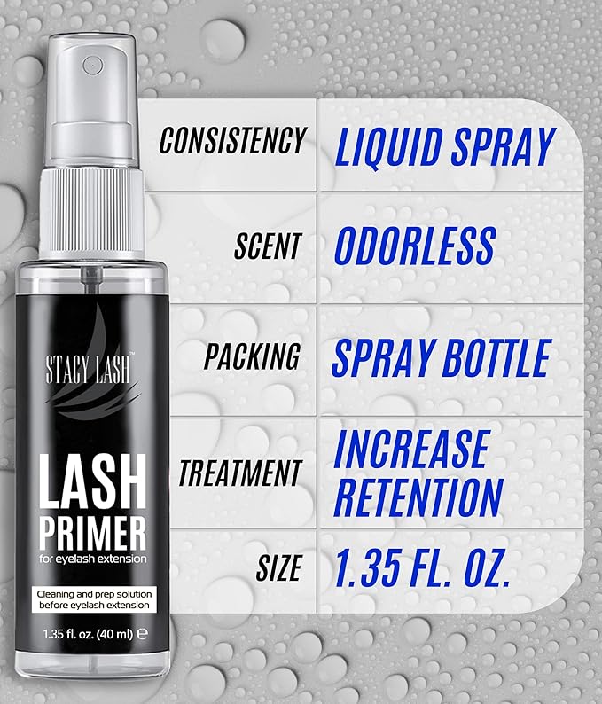 STACY LASH Eyelash Extension Primer (1.35fl.oz/40ml) /Protein Oil Remover/Increase Adhesive Bonding Power Retention/Pretreatment for Individual Semi Permanent Extensions Glue Supplies