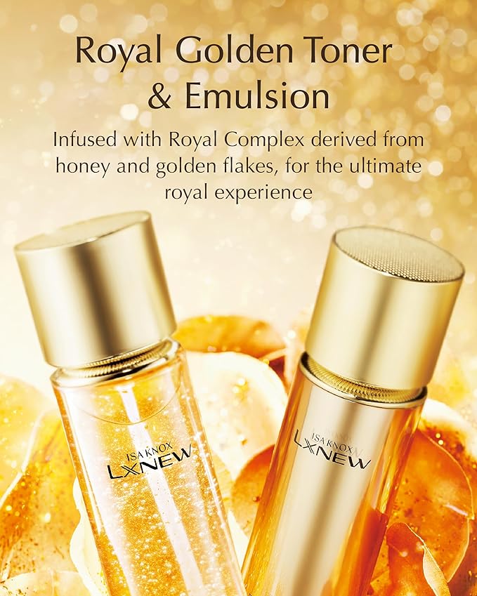 ISA KNOX LXNEW Royal Golden Skincare Gift Set (11.4fl oz) - Luxury Gift Set for Rejuvenation and Youthful Radiance. Korean Skincare by LG Beauty. Royal Peptides & Jelly, Niacinamide,