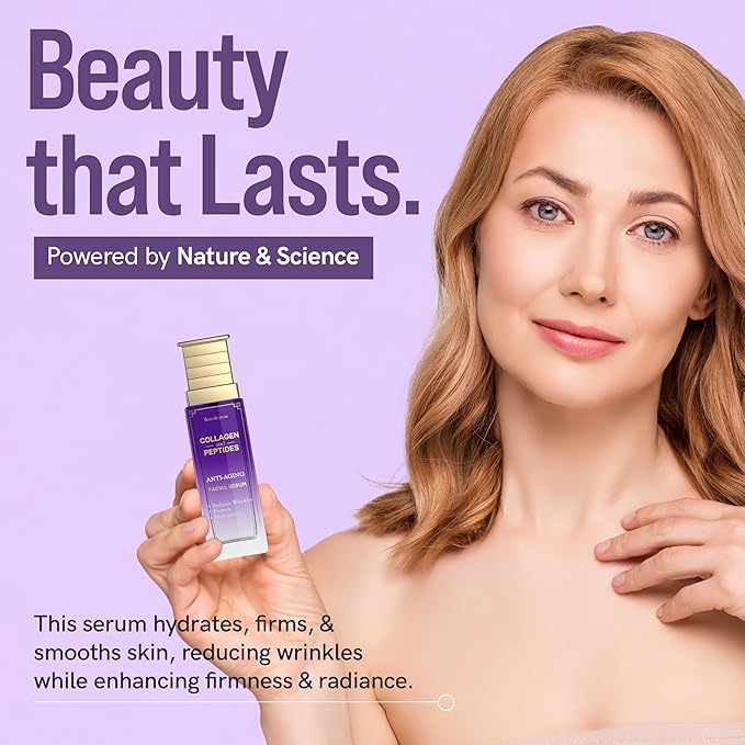 Fleur De Peau Collagen & Peptides Serum For Face - Dermatologist Tested, Anti-Aging, Ultra Hydrating, Plumping & Firming, for Fine Lines & Wrinkles - Clean Beauty, Vegan Korean Skin Care - 1.69 FL. Oz