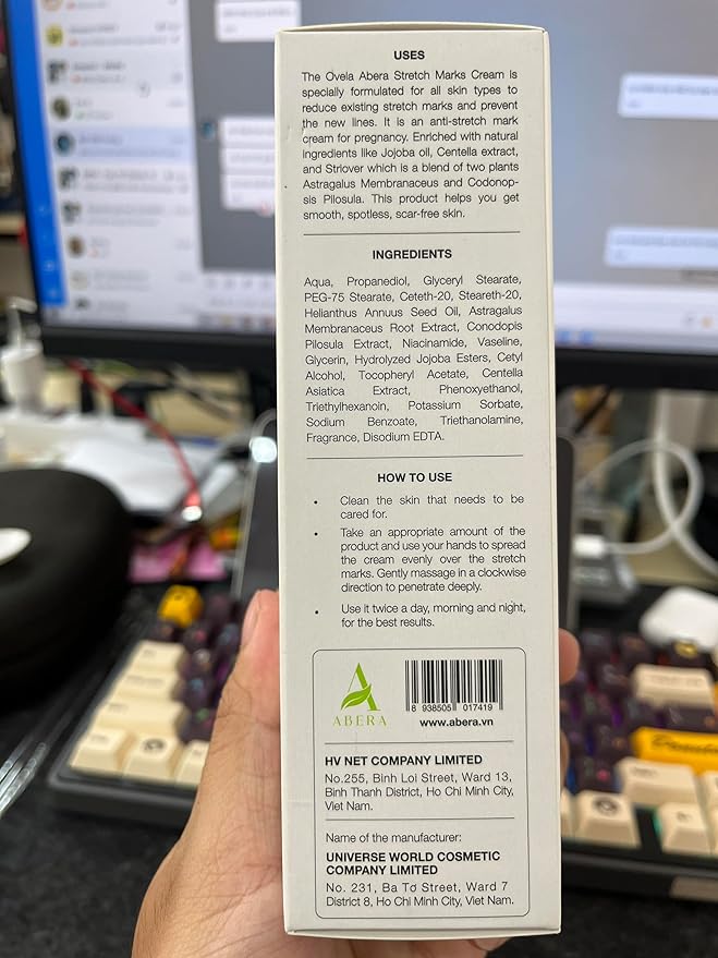 Abera Ovela Stretch Mark Cream, Stretch Marks Treatment For Pregnancy and Weight Fluctuations, Effective Treatment for Stretchmarks in All Skin Types (A. 1 Box + Ice Roller)