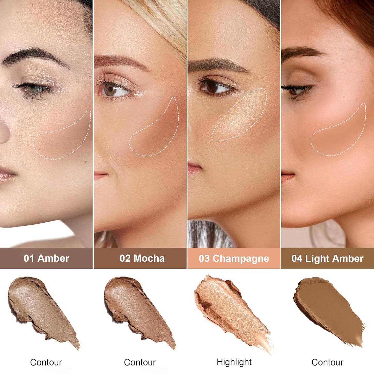 FV Cream Contour Stick, Highly Pigmented & Blendable Contour Bronzer Stick, Long Lasting & Waterproof Contouring Stick for a Naturally Sculpted Look, Beginner Friendly, 04 Light Amber