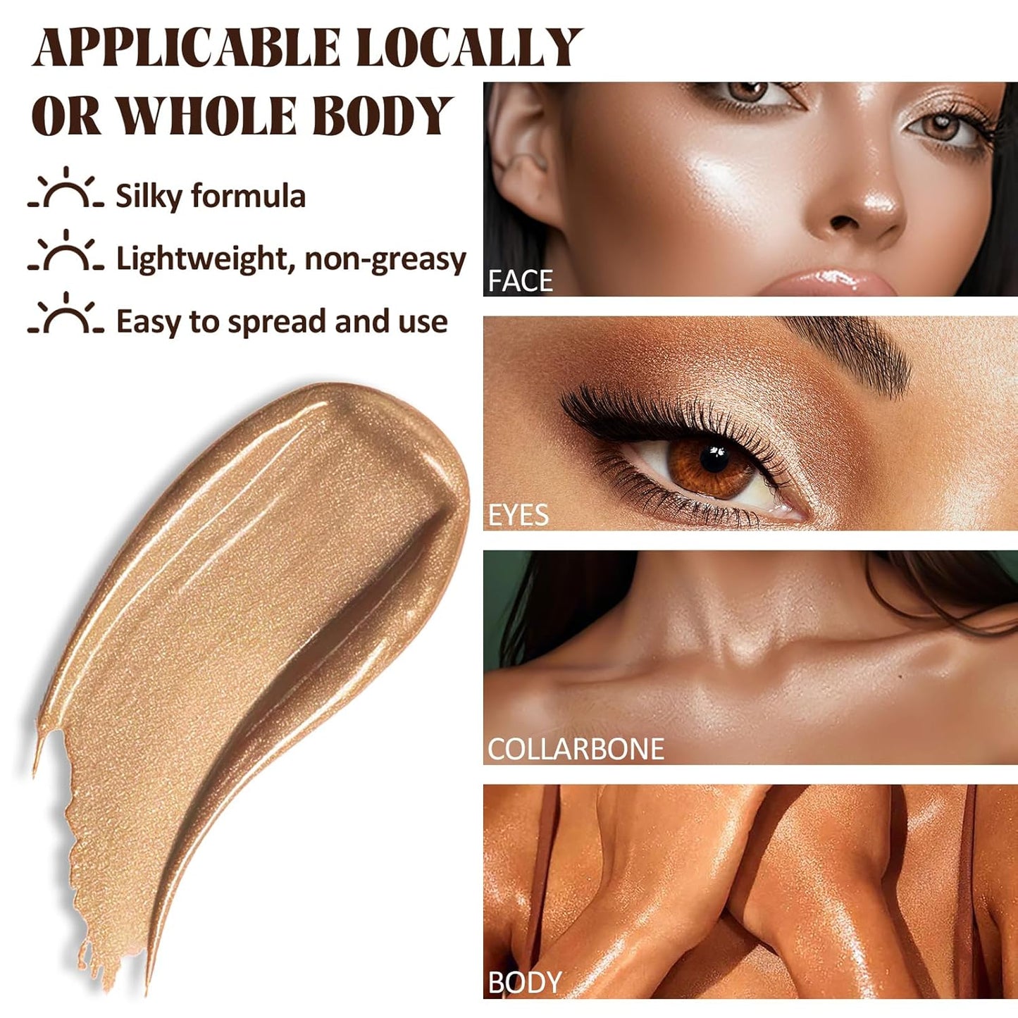 Instant Bronzing Drops, Face and Body Bronzer, Cream Liquid Bronzer Drops for Instant Tan, Bronze Drops, Blendable Lightweight Texture Bronzing Drops for Face - 04