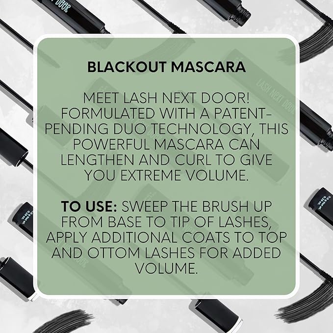 Lash Next Door Water Resistant Mascara Black Volume and Length - No Clump Volumizing Mascara for Thickening and Lengthening - Smudge Proof Lashes by Brooklyn and Bailey (3 Pack)