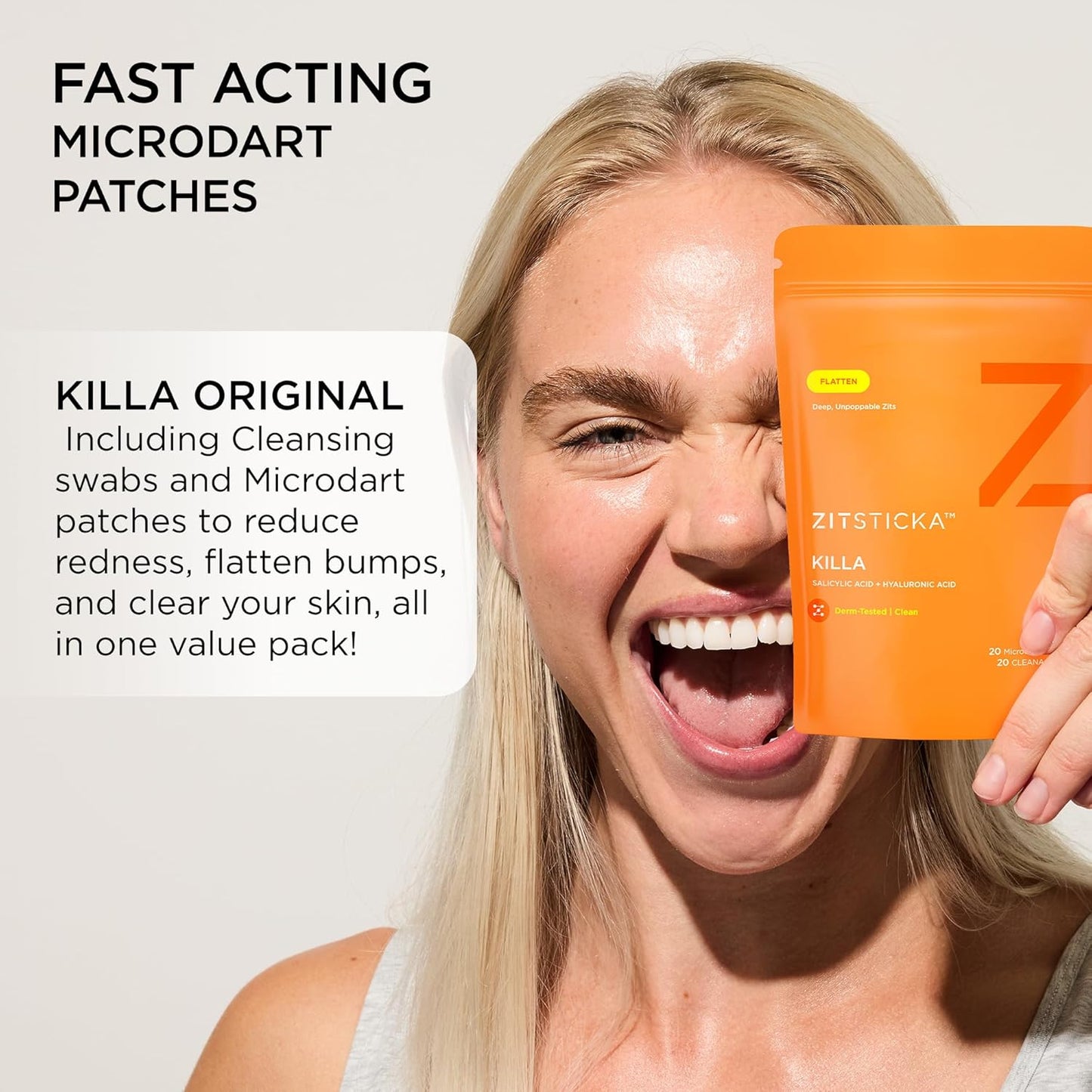 ZitSticka Killa Acne Patches for Face - World's Most Potent Pimple Patch with Fast-Acting Microdarts - Starts Working within 2 Hours for Deep, Early-Stage Zits - 20 Count