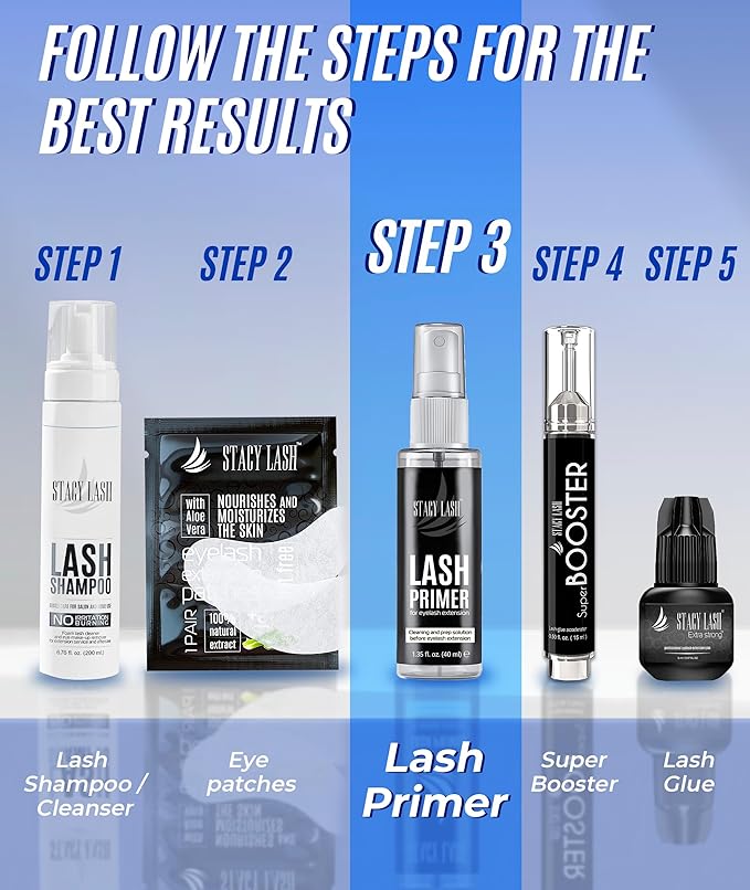 STACY LASH Eyelash Extension Primer (1.35fl.oz/40ml) /Protein Oil Remover/Increase Adhesive Bonding Power Retention/Pretreatment for Individual Semi Permanent Extensions Glue Supplies
