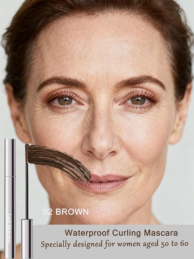 Mascara For Older Women 60 Plus, Brown Waterproof Prime Mascara Volume and Length, Hypoallergenic Volumizing MáScara With Thinning Lashes Mature Women Volumizing Long Lasting For Sensitive Eyes-02
