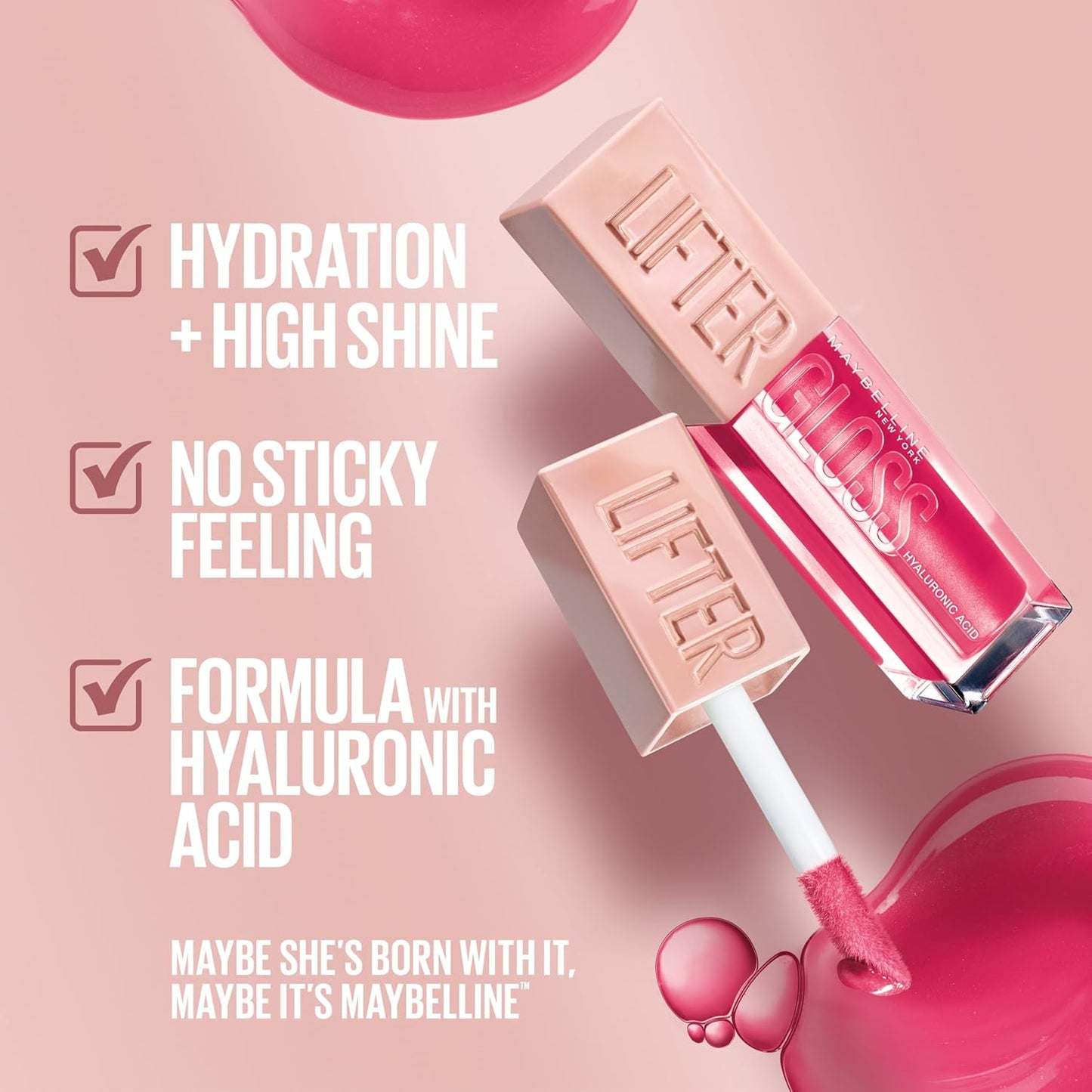 Maybelline Lifter Gloss, Hydrating Lip Gloss with Hyaluronic Acid, High Shine for Plumper Looking Lips, Crystal, Golden Neutral, 0.18 Ounce