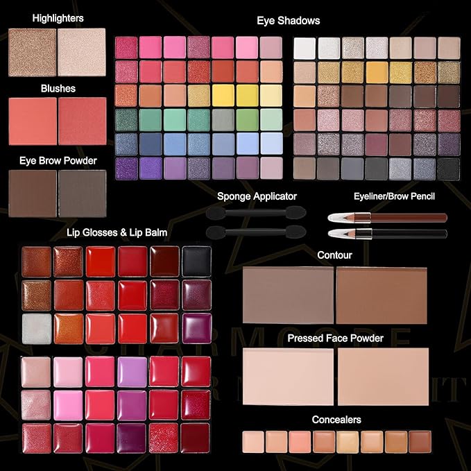 Full Makeup Kit, Makeup Sets for Women Full Kit, All in One Make Up Gift Set for Girls & Women with Eyeshadow,Liquid Lipstick,Foundation,Mascara,Blush,Eyeliner,Contour,Brushes and More