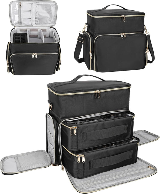 Nail Polish Organizer Case, Large Nail Polish Holder Hold 64 Bottles (15ml/0.5 fl.oz), Large Capacity for Nail Polish, Nail Lamp, Nail Art Accessories, 3 in 1 Storage Bags