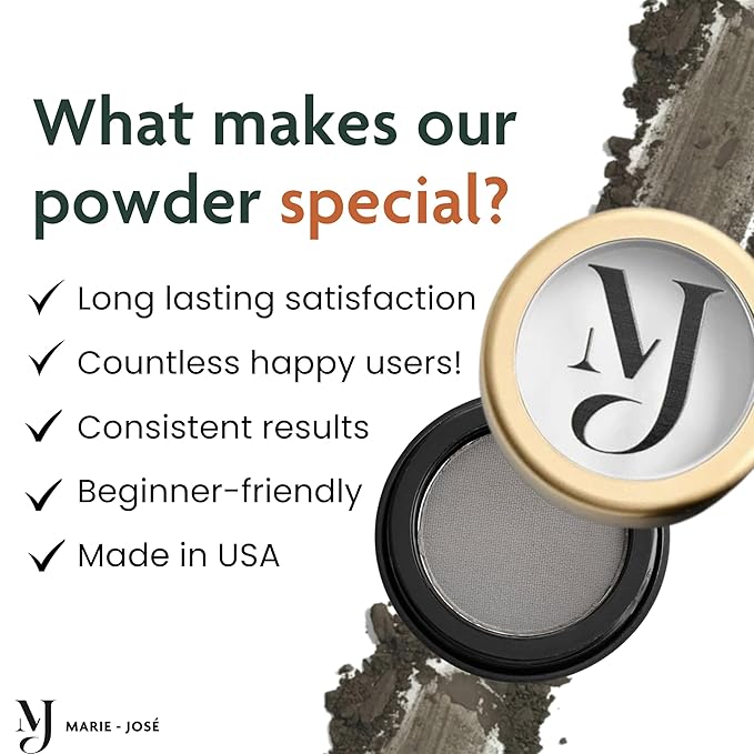 Eyebrow Powder – Long-Lasting, Waterproof, Smudge-Proof Brow Powder for Natural, Defined Brows – Vegan & Cruelty-Free Eyebrow Makeup by Marie-José (Charcoal)
