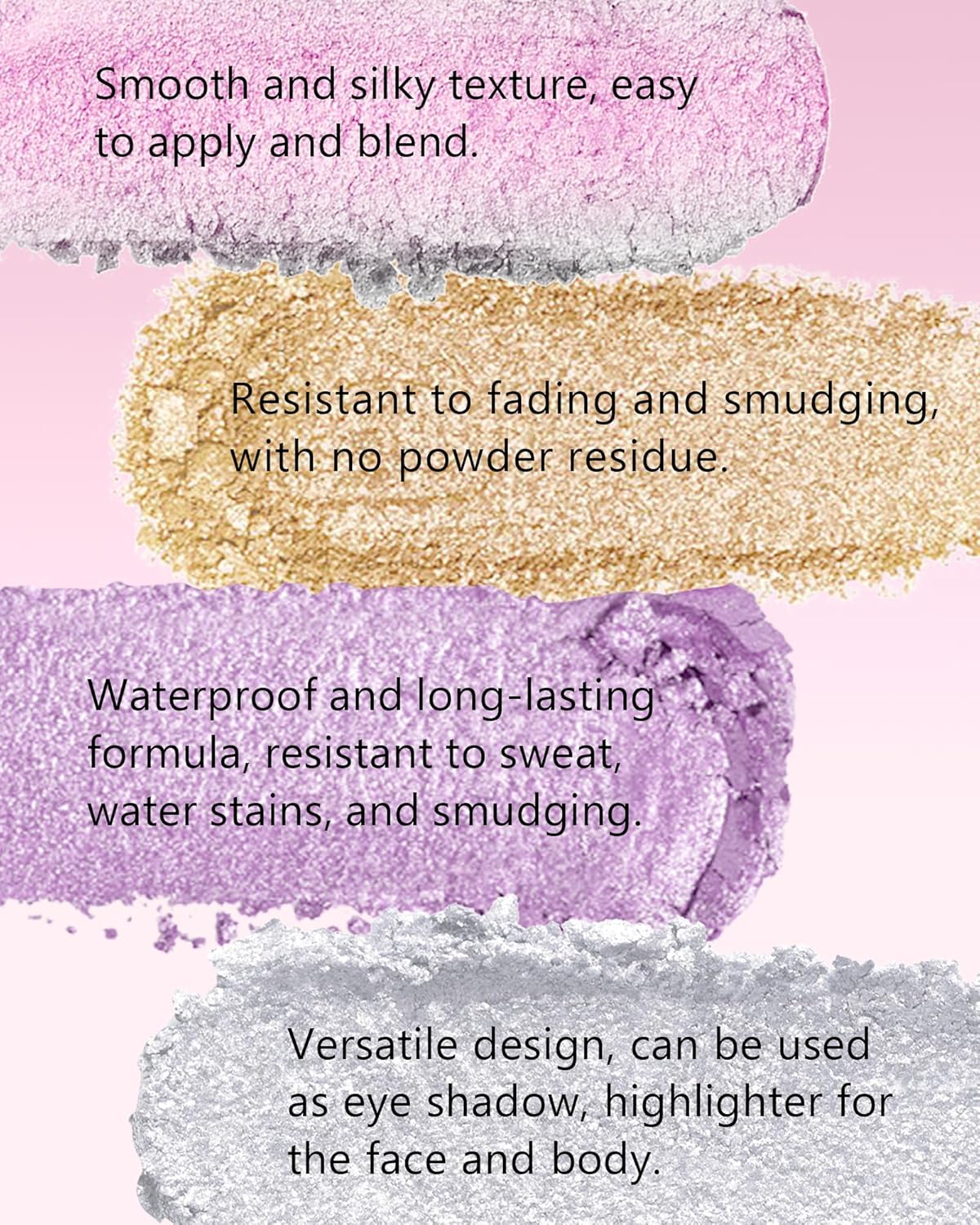 Holographic Multichrome Glitter Eyeshadow&Highlighter Palette, Sparkling Color Shift Metallic Shimmer Face Eye Shadow Palette,Highly Pigmented Cream Purple Mermaid Facial Illuminator Fairy Makeup-02