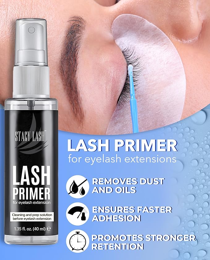 STACY LASH Eyelash Extension Primer (1.35fl.oz/40ml) /Protein Oil Remover/Increase Adhesive Bonding Power Retention/Pretreatment for Individual Semi Permanent Extensions Glue Supplies