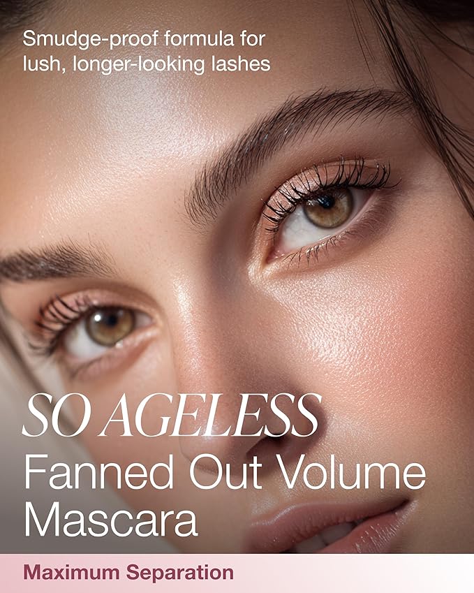 Mineral Fusion So Ageless Fanned Out Volume Mascara (Black) - Conditioning Formula For Look of Thicker, Longer Lashes - Hypoallergenic With Peptides - Smudge Proof