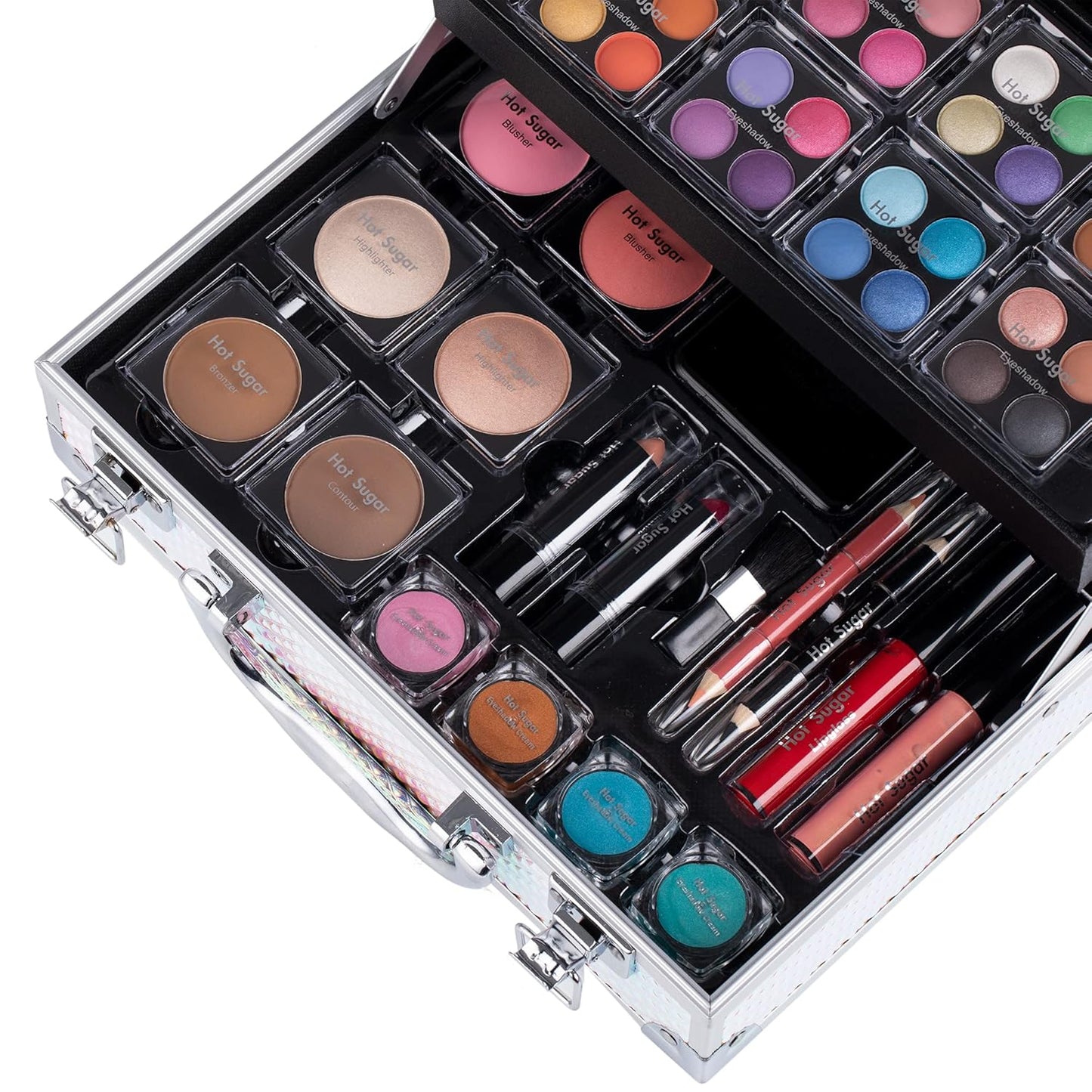 Hot Sugar Makeup Kit for Women Full Kit Teen Girls Starter Cosmetic Gift Set with Cute Mermaid Train Case Includes Pigmented Eyeshadow Palette Blush Lipstick Lip Pencil
