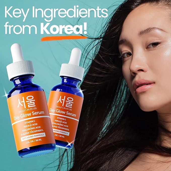 SeoulCeuticals Korean Skin Care Korean- 20% Vitamin C Hyaluronic Acid Serum + CE Ferulic Acid - Potent Anti Aging, Anti Wrinkle Korean Beauty 1oz