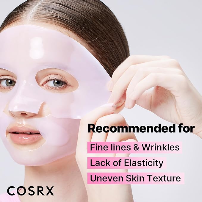 COSRX Pink Peptides Collagen Lifting Glow Hydrogel Face Masks Skincare 3 EA, Collagen Face Mask, Travel Essentials, Overnight Face Mask, Korean SkinCare, Stocking stuffers for women