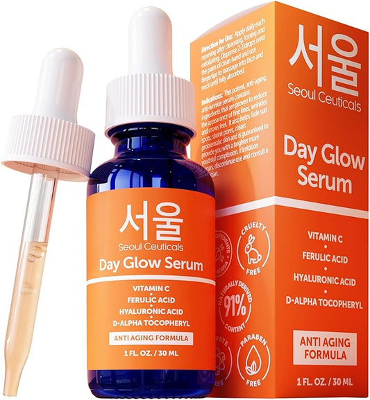 SeoulCeuticals Korean Skin Care Korean- 20% Vitamin C Hyaluronic Acid Serum + CE Ferulic Acid - Potent Anti Aging, Anti Wrinkle Korean Beauty 1oz