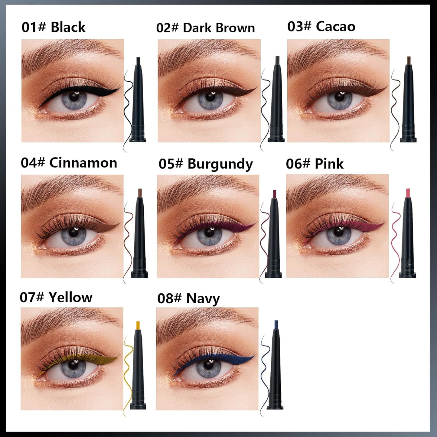 Witch's Pouch Gel Eyeliner Pencil Waterproof Smudge Proof, Long-Lasting Eye Liner, High-Intensity Colored, Ultra-Smooth Korean Eye Pencil Eye Makeup (06 Pink)