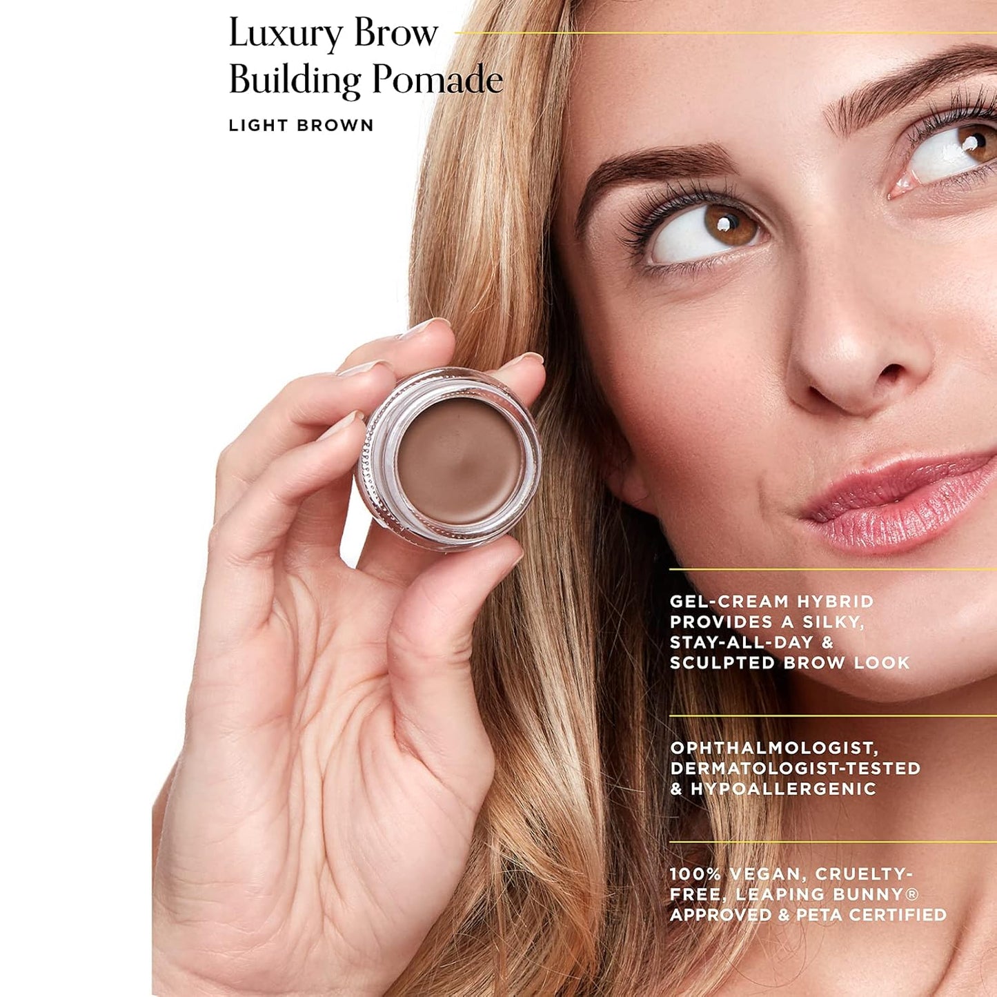 Arches & Halos Luxury Brow Building Pomade - Warm Brown - Tinting Brow Definer for Sculpting and Shaping Eyebrows - Soft, Smudge-Proof, Silky Texture - Lightweight Cream and Gel Blend - 0.016 oz