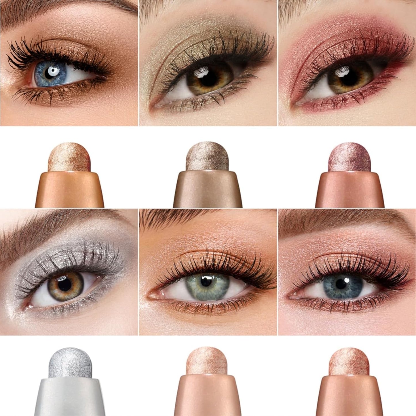 Jolilab Eyeshadow Stick Set, 6 Colors Matte Professional Bright-Colored Contouring and Highlight Stick, Cream Waterproof Long Lasting High Pigmented Eye Shadow(6, Set C)