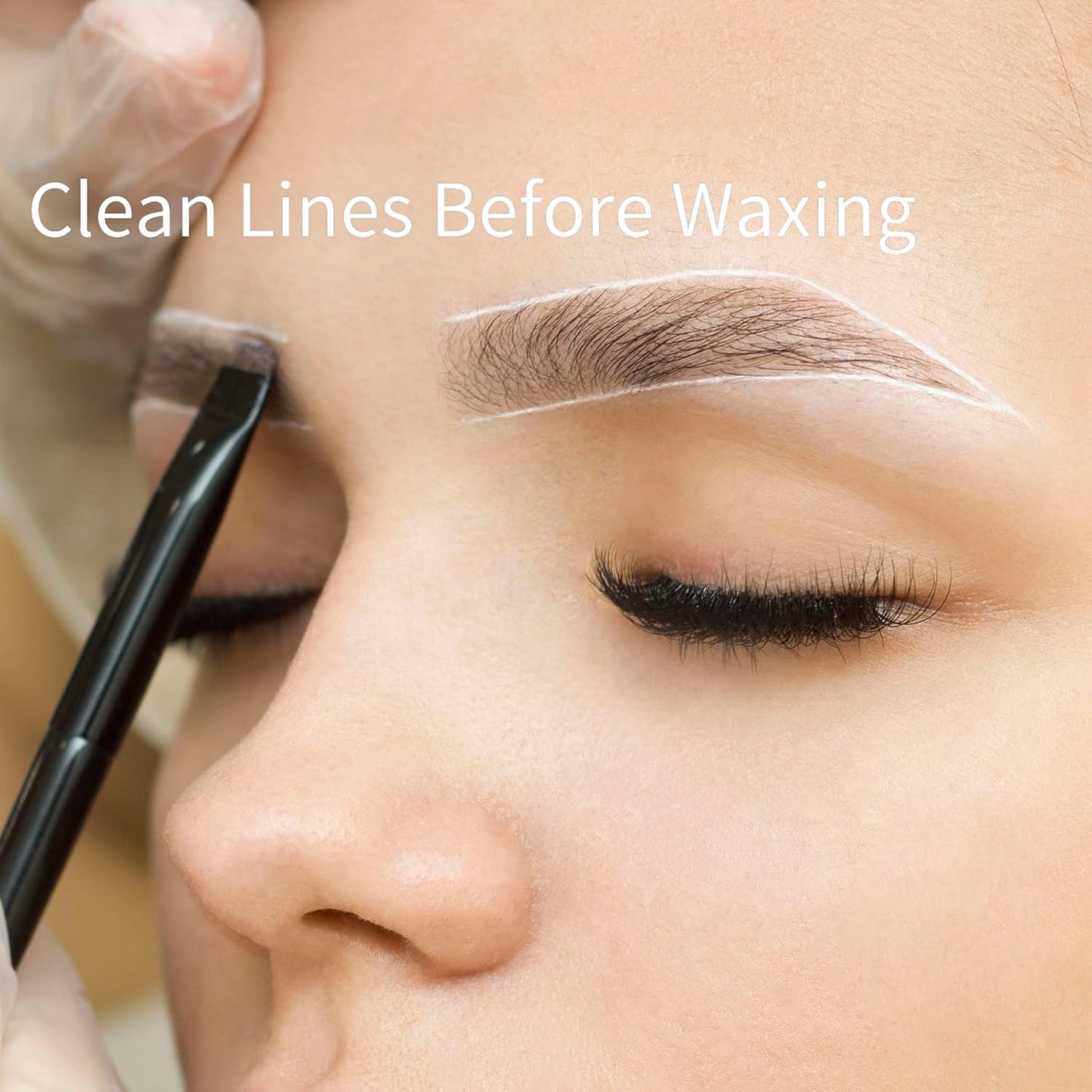 Eyebrow Mapping Kit, White Mapping Paste for Brow and Lip with Dual-Sided Brush and Cotton Swabs, PMU and Microblading Supplies