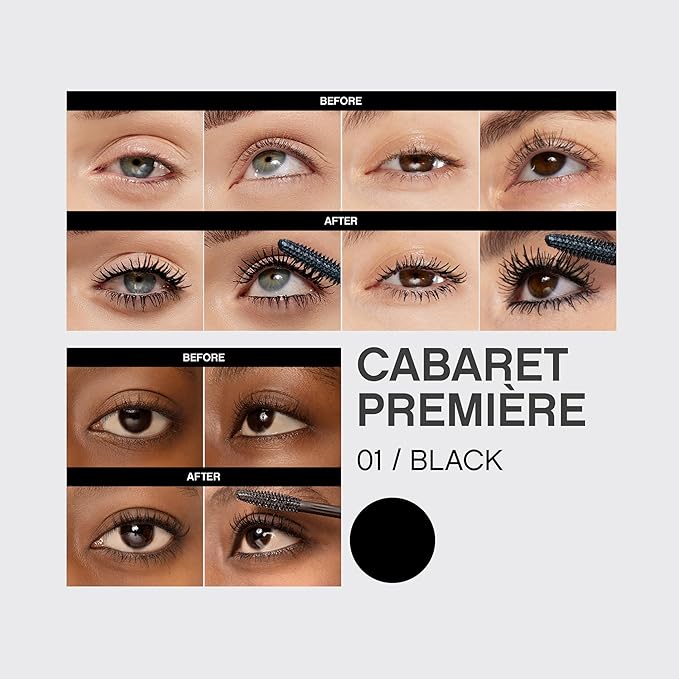 Vivienne Sabó Cabaret Premiere Black Mascara, Volume and Length, Defining, Curling, No Flaking, No Clumping, Smudge Proof, Washable, Cruelty-Free, Made in Europe, (01 Black), 0.6 Fl Oz, 2 Pack