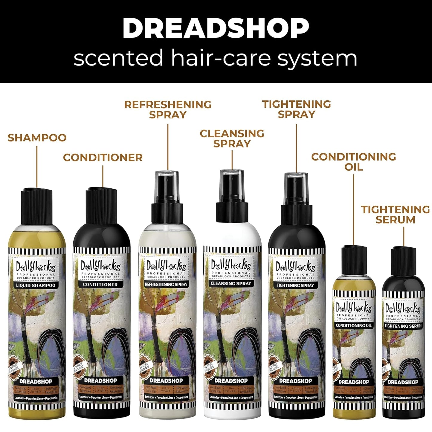 Dollylocks Refreshening Spray - Dreadshop - Plant Based Loc Hair Care Products, Residue-free and Sulfate-free Loc and Scalp Refreshing Spray for Dreadlocks, 8oz