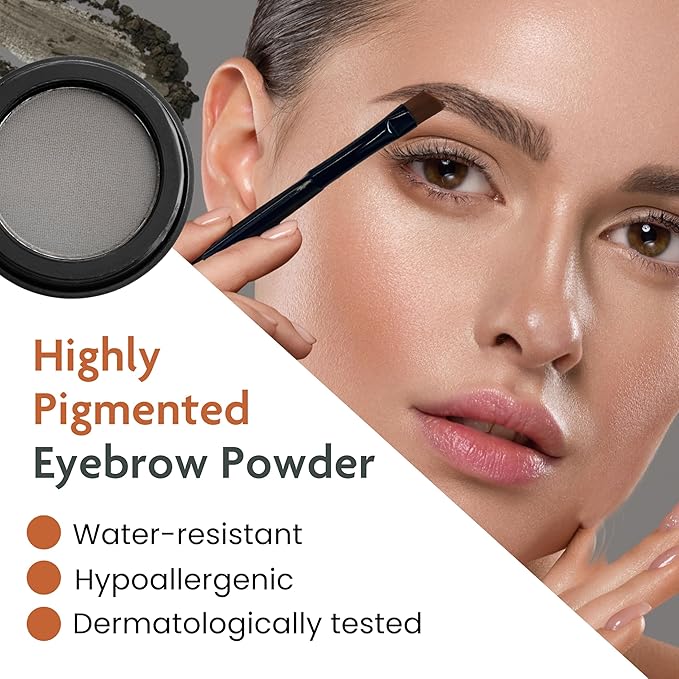 Eyebrow Powder – Long-Lasting, Waterproof, Smudge-Proof Brow Powder for Natural, Defined Brows – Vegan & Cruelty-Free Eyebrow Makeup by Marie-José (Charcoal)