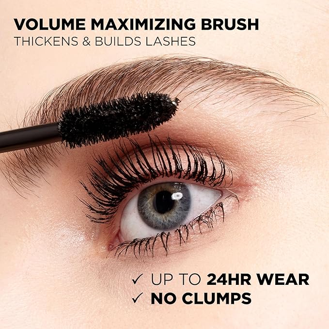 L’Oreal Paris Original Voluminous Mascara, Building Mascara Volume and Length Formula, Washable, Blackest Black, 0.28 Fl Oz., 2 Count