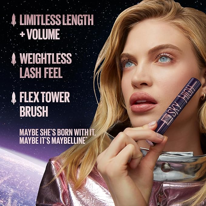 Maybelline Lash Sensational Sky High Mascara Makeup, Volumizing, Lengthening, Defining, Curling, Multiplying, Buildable, Washable Formula, Burgundy Haze, 1 Count