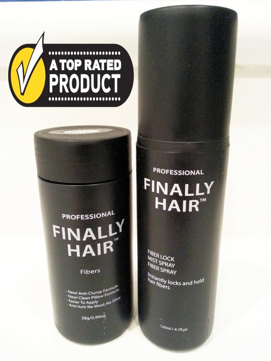 Hair Building Fibers. Dark Chocolate Brown 28g Bottle of Fibers & Finally Hair 120ml 4.1 oz. Fiber Lock Hair Spray.D160 Get Thick Hair Instantly. Baldness be gone. (Dark Chocolate Brown)