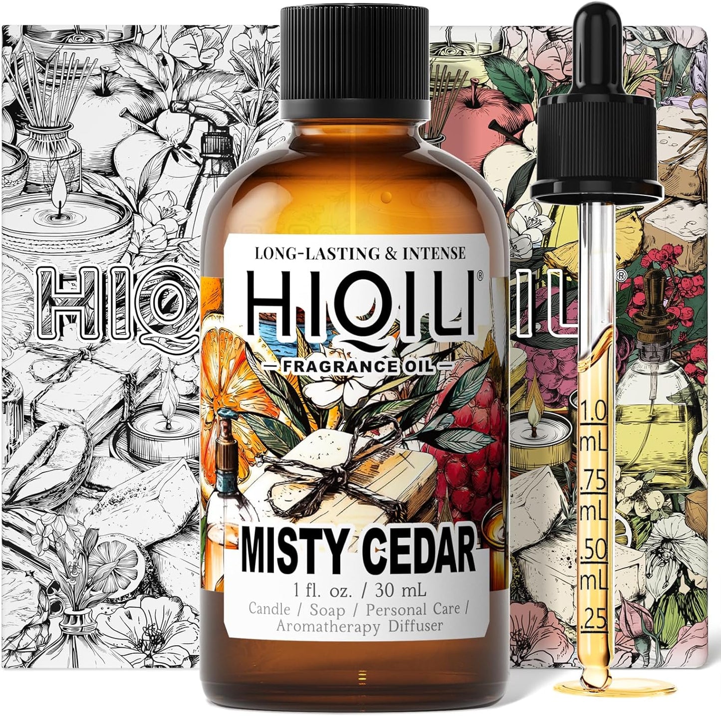 HIQILI Misty Cedar Fragrance Oil for Candle & Soap Making, DIY Fresh Hand Wash, Luxury Hotel Scents for Air Diffuser - 1 Fl Oz