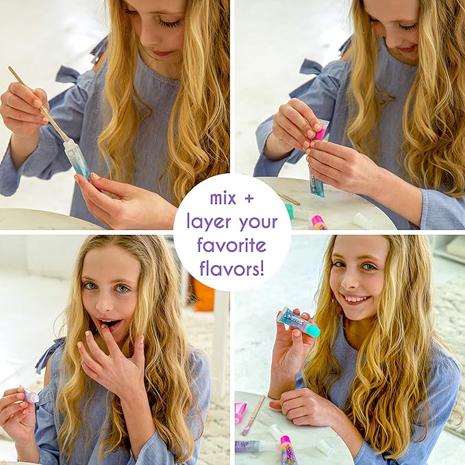 Just My Style Flavor Lab Lip Gloss by Horizon Group USA, DIY 4 Custom Lip Glosses By Mixing Colorful Flavors & Lip Shimmer. Flavors, Shimmer, Lip Gloss Tubes Mixing Stick & Instructions Included
